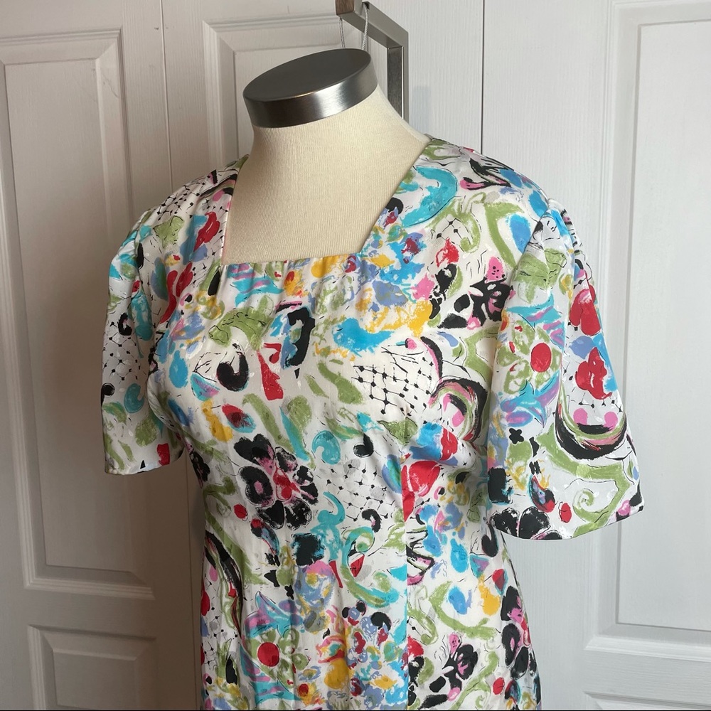 Retro Abstract Dress HANDMADE MIDI